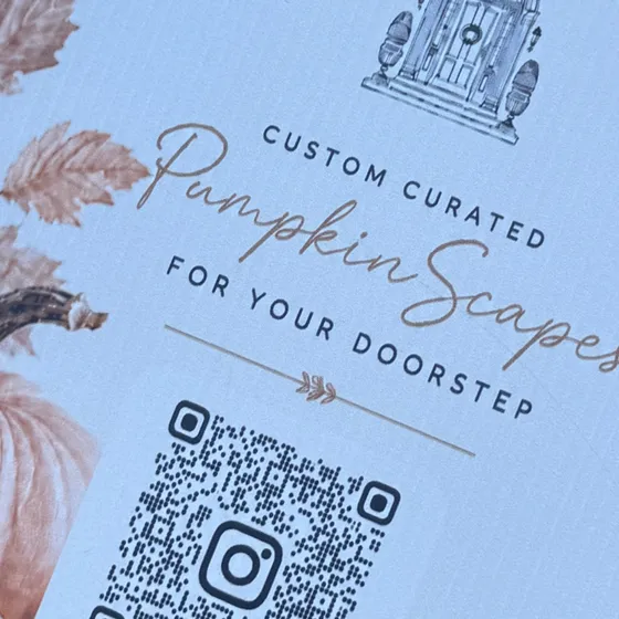 Prosper Porch Co. yard sign: Custom curated PumpkinScapes for your doorstep, with an Instagram code